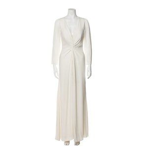 REFORMATION V-Neck Long Dress Size: L wedding dress cream dress